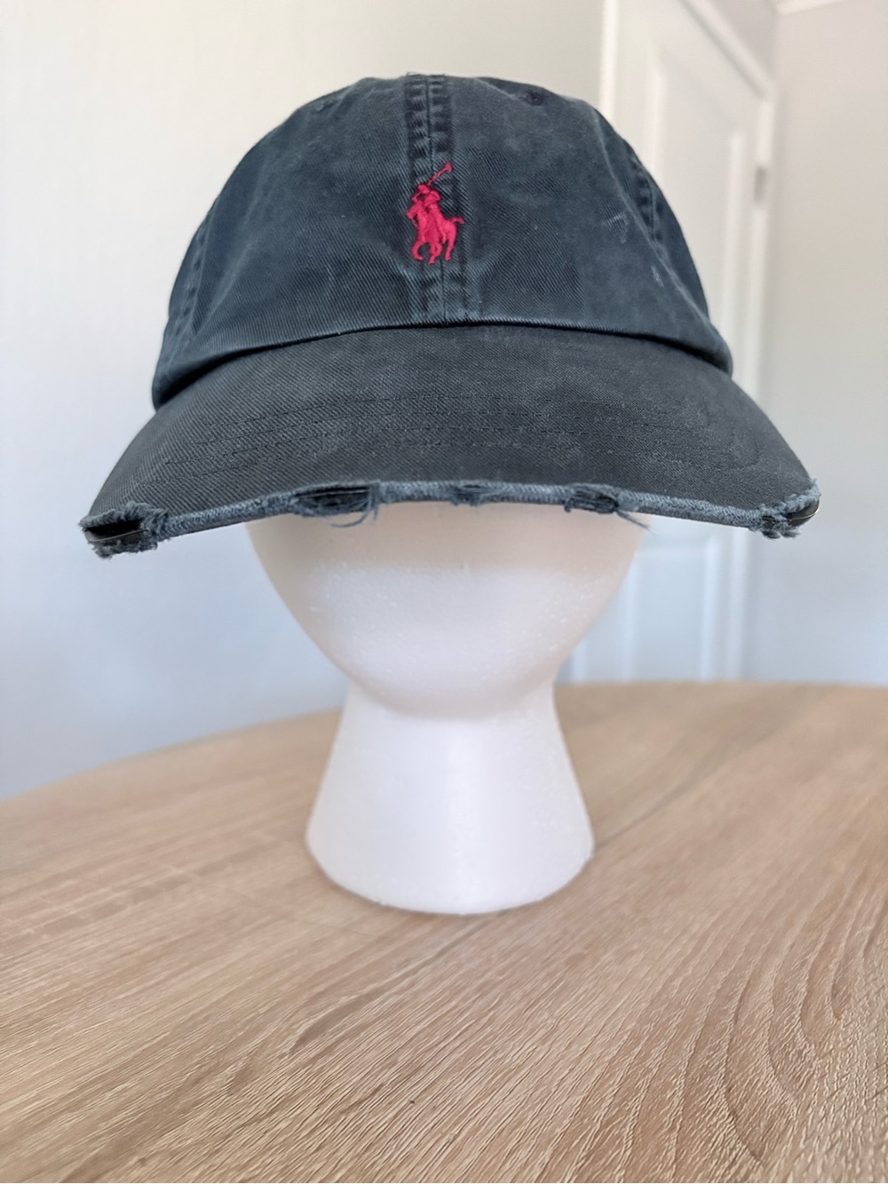 Ralph Lauren Black Baseball Cap with Pink Polo Logo